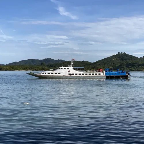 Ferry Departing Lumut Jetty to Pangkor Island Public ferry from Lumut Jetty heading to Pangkor Island in Perak, Malaysia