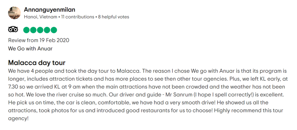 malacca day trip from kuala lumpur review