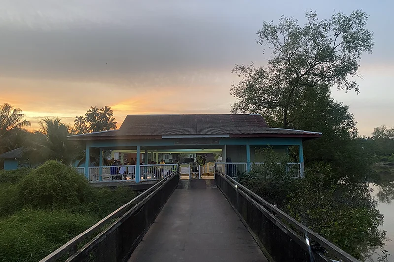 Sunset view at the entrance jetty of Bukit Belimbing Firefly Park in Kuala Selangor.