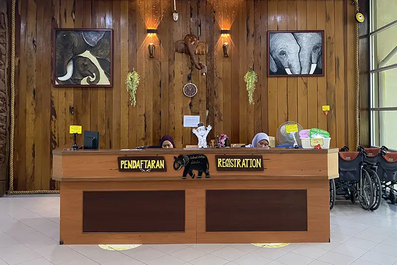 Registration counter at  Elephant Sanctuary in Kuala Gandah