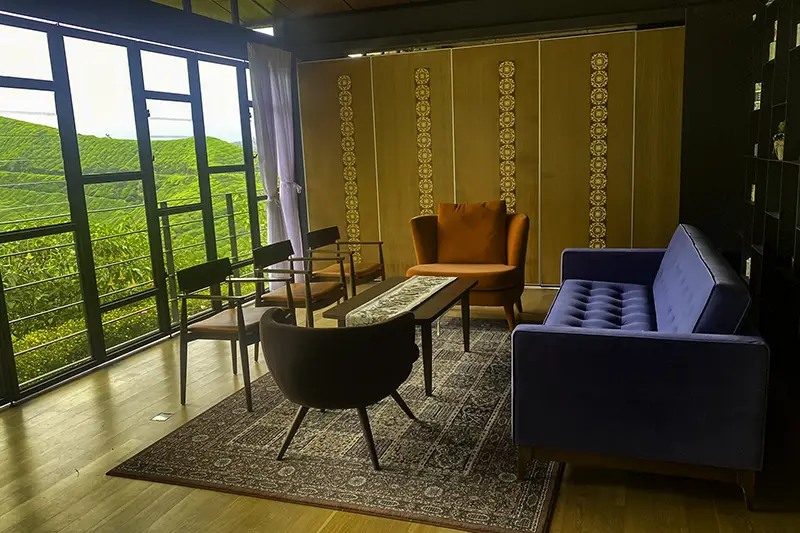 Private meeting room with tea plantation view at BOH Tea Centre Sungei Palas