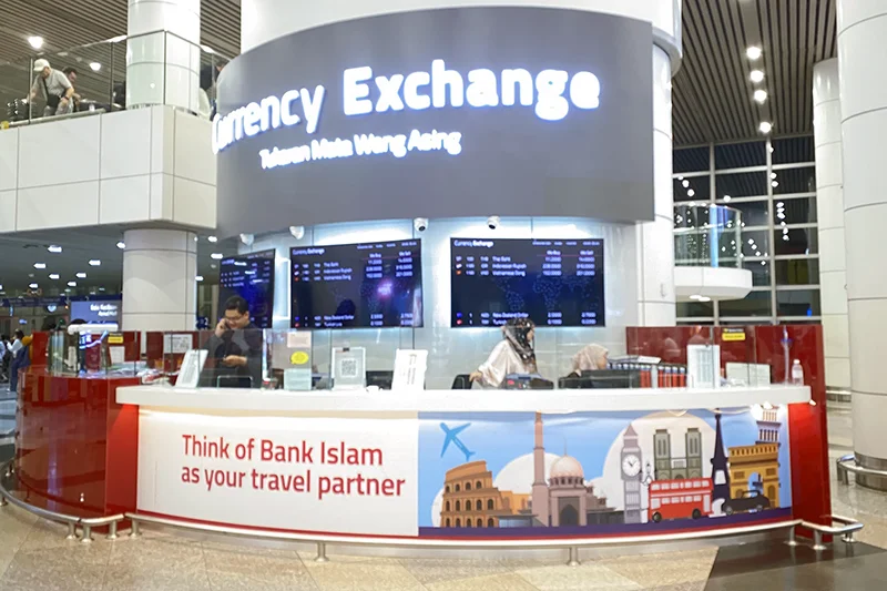 Currency exchange counter at Kuala Lumpur International Airport (KLIA)