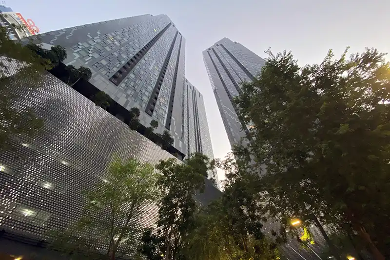 Modern high-rise view of Ascott Hotel near KLCC, Kuala Lumpur.