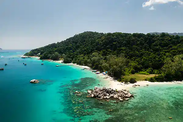 Aerial view of Perhentian Islands, one of the scenic Malaysia destinations