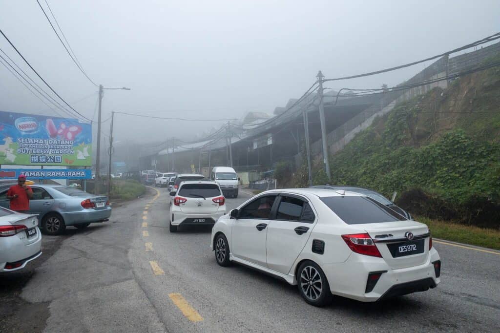 Heavy mist in Brinchang during a Cameron Highlands day trip from Kuala Lumpur