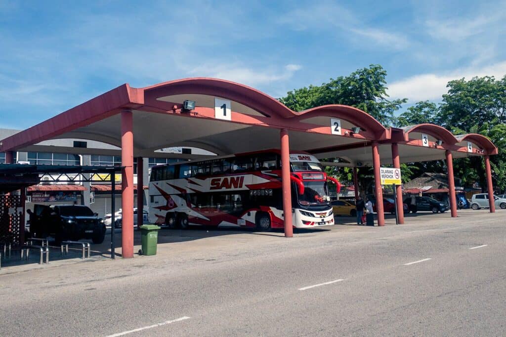 SANI express bus at Kemaman Bus Terminal — the closest bus stop to Cherating, 16km from the village