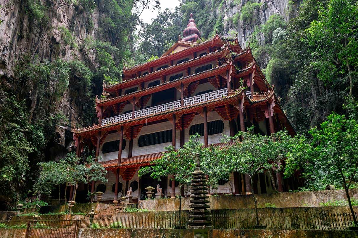 Sam Poh Tong Temple built into the limestone cliff in Ipoh Malaysia